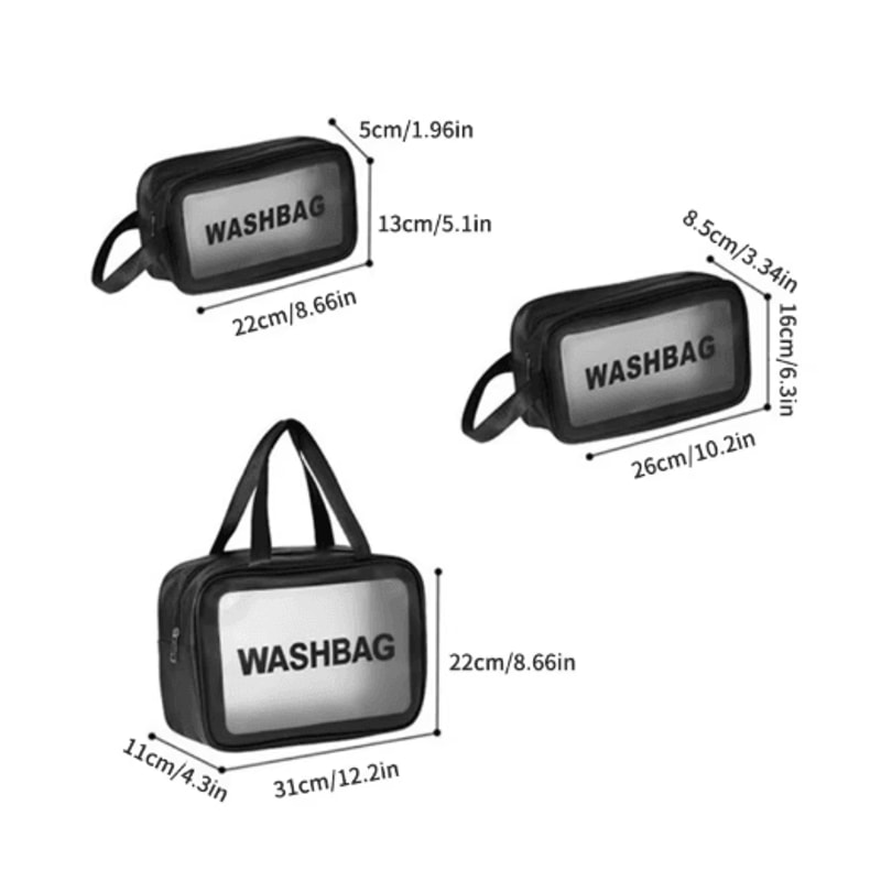 3 Piece PU Transparent Makeup And Toiletry Bag Set Large Capacity Frosted PVC Organizer 4