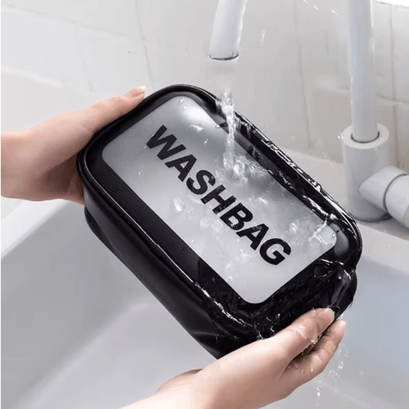 3 Piece PU Transparent Makeup And Toiletry Bag Set Large Capacity Frosted PVC Organizer 5