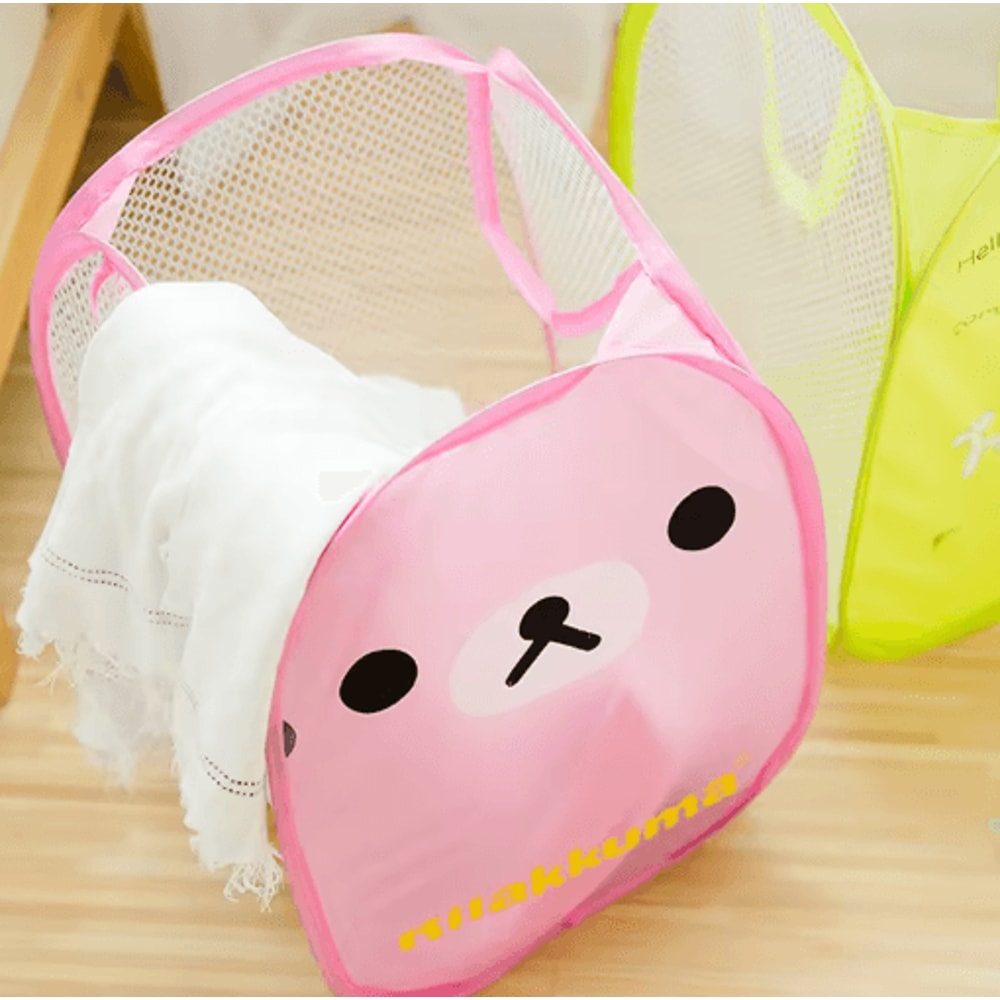 Cartoon Foldable Laundry Basket Nylon Mesh Dirty Clothes Hamper 5