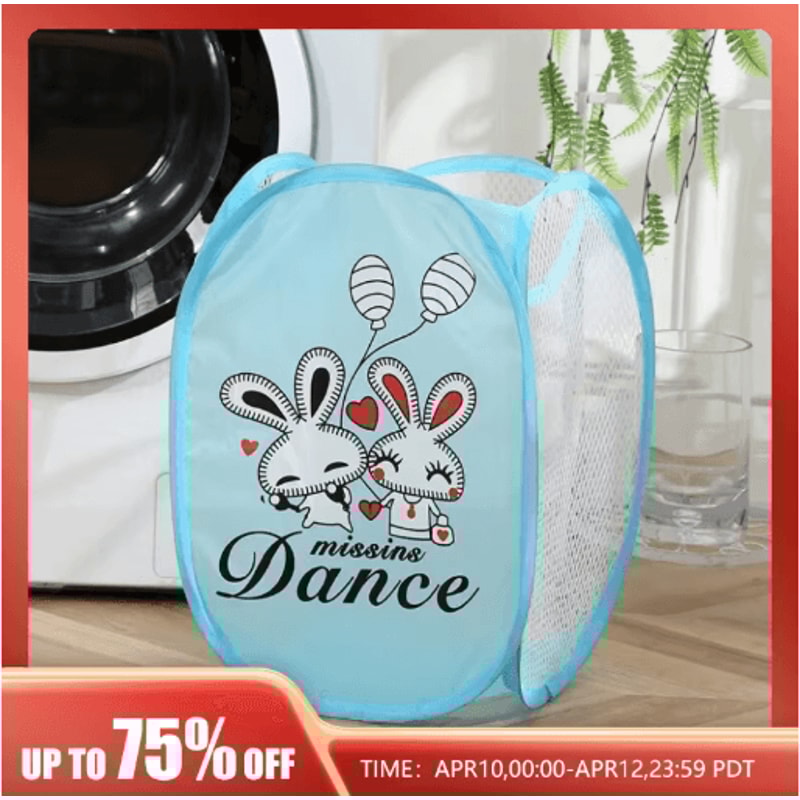 Cartoon Foldable Laundry Basket Nylon Mesh Dirty Clothes Hamper 6
