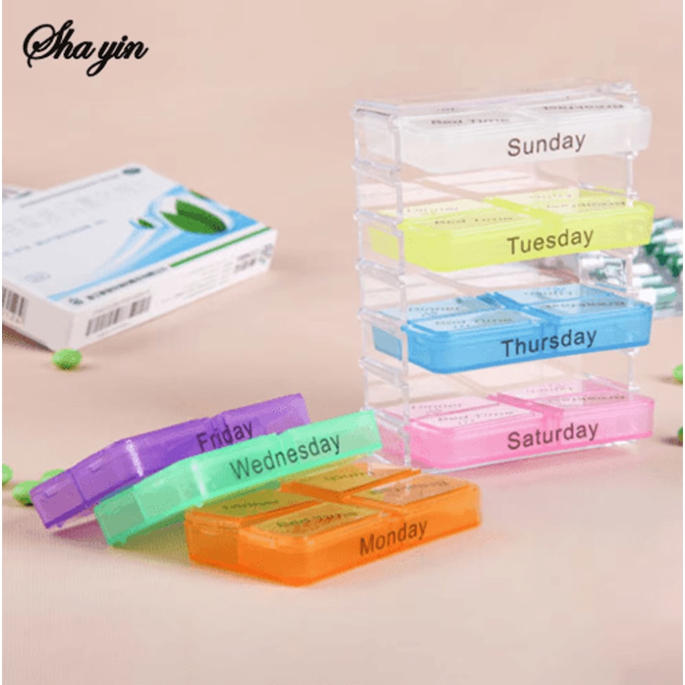 28 Compartment Drawer Style Medicine Organizer Home Health Care Storage Box 0