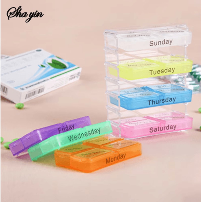 28 Compartment Drawer Style Medicine Organizer Home Health Care Storage Box 0