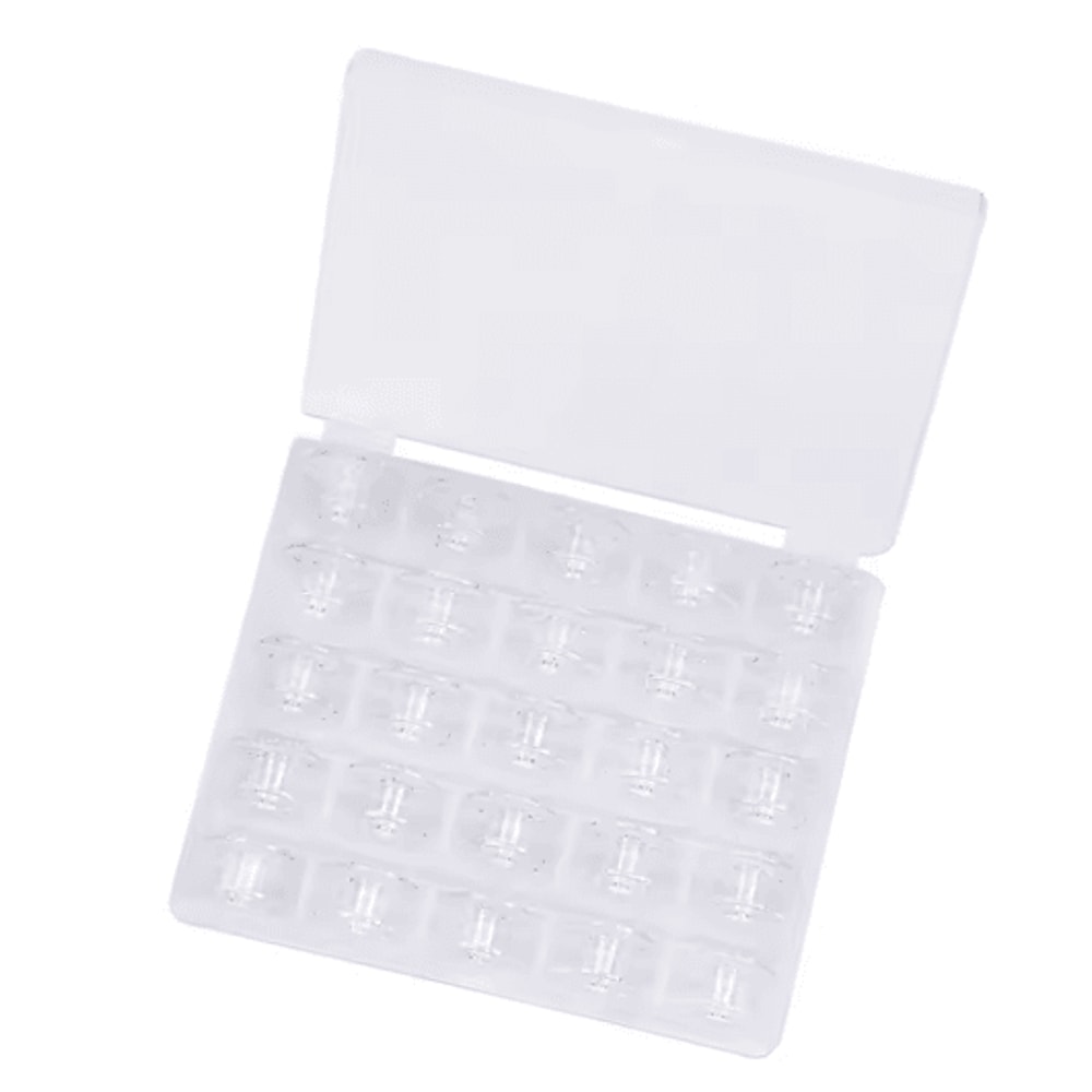 25 Piece Clear Plastic Bobbin Set With Storage Box Sewing Machine Accessories 1