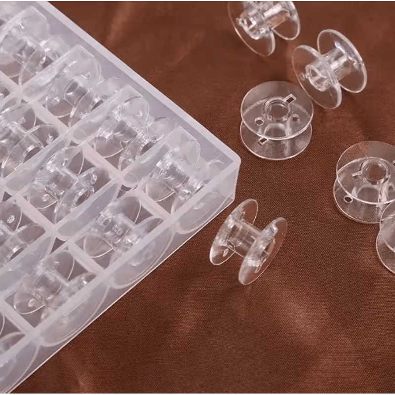 25 Piece Clear Plastic Bobbin Set With Storage Box Sewing Machine Accessories 4