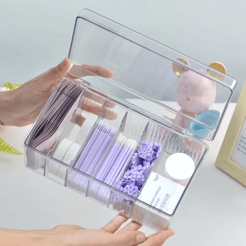 Acrylic Eyelash Storage Box With Lid Transparent Desktop Organizer For Lash Stylists 8