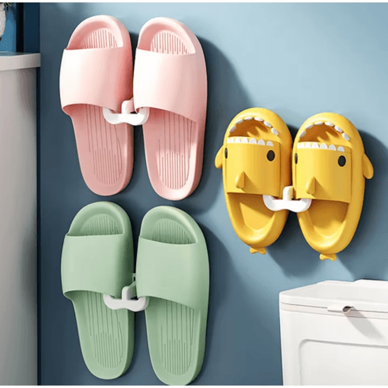 UShaped WallMounted Slipper Rack Bathroom Drainage Sandal Storage 7