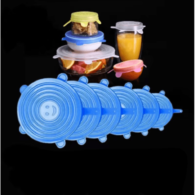 6Piece Silicone Stretch Lids Reusable FreshKeeping Food Bowl Covers 1