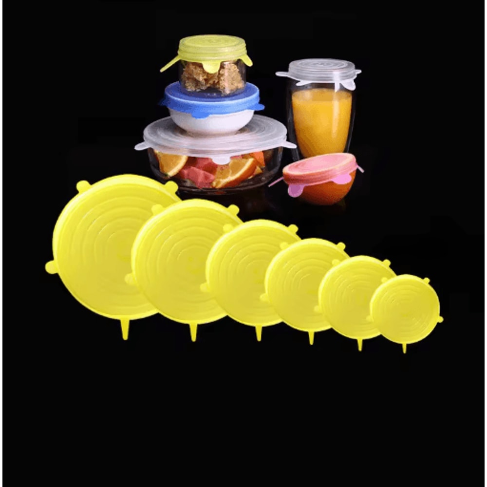 6Piece Silicone Stretch Lids Reusable FreshKeeping Food Bowl Covers 4