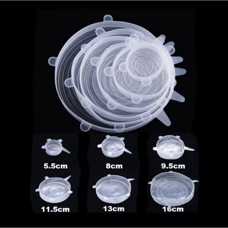 6Piece Silicone Stretch Lids Reusable FreshKeeping Food Bowl Covers 5