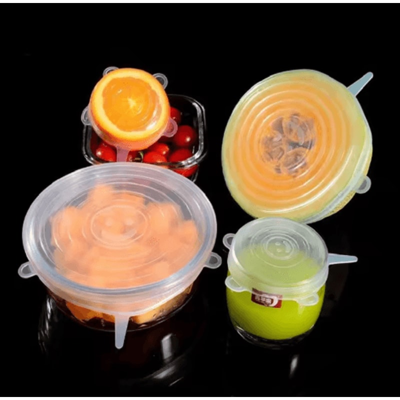 6Piece Silicone Stretch Lids Reusable FreshKeeping Food Bowl Covers 6