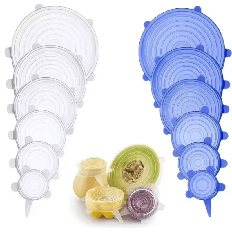 6Piece Silicone Stretch Lids Reusable FreshKeeping Food Bowl Covers 8