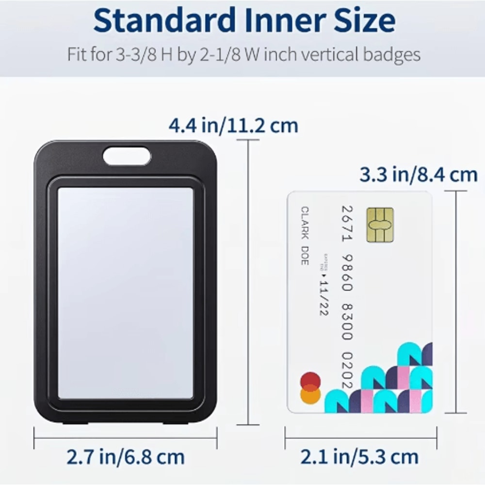 Vertical DoubleSided Card Holder Hard Plastic ID Credit Card Protector Black 3