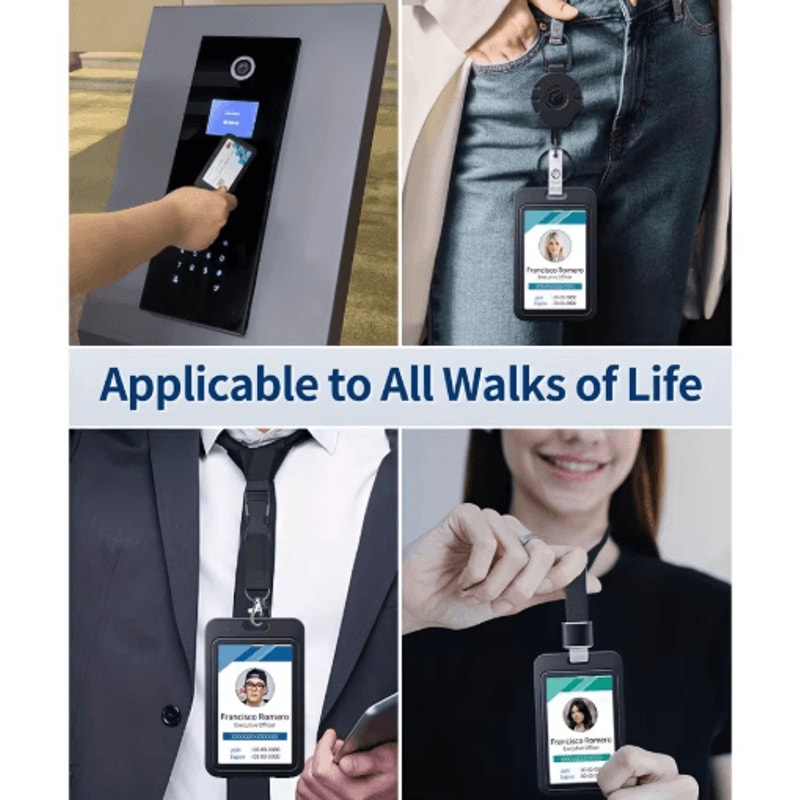 Vertical DoubleSided Card Holder Hard Plastic ID Credit Card Protector Black 4