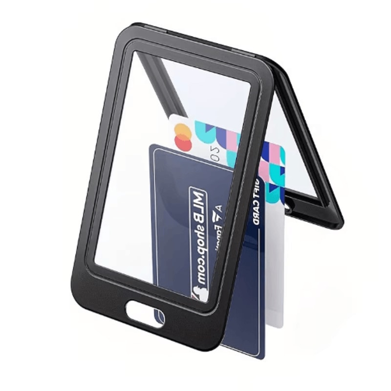 Vertical DoubleSided Card Holder Hard Plastic ID Credit Card Protector Black 5
