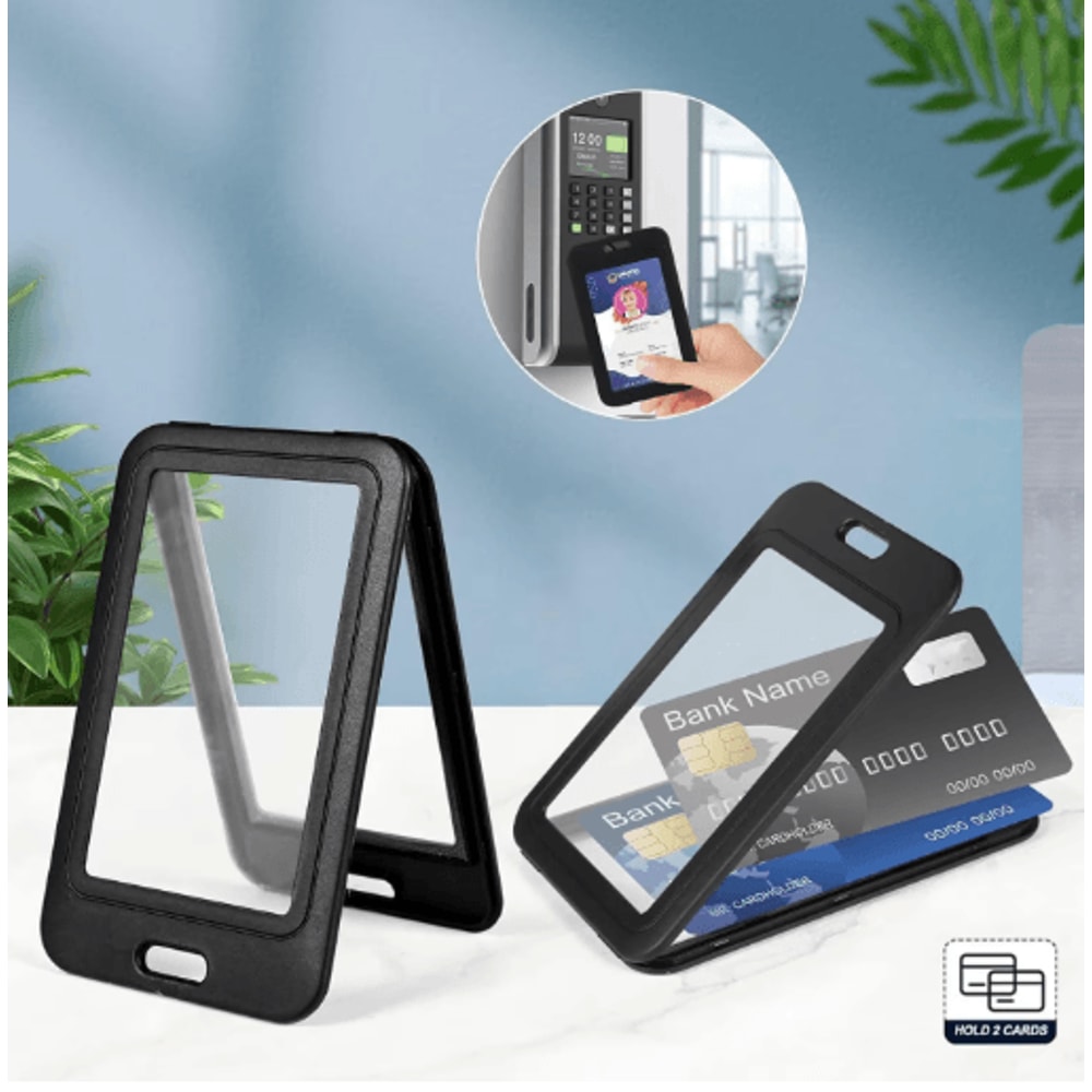 Vertical DoubleSided Card Holder Hard Plastic ID Credit Card Protector Black 6