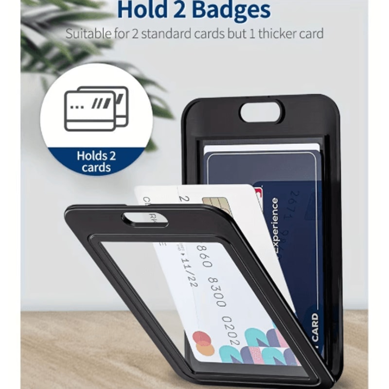 Vertical DoubleSided Card Holder Hard Plastic ID Credit Card Protector Black 0