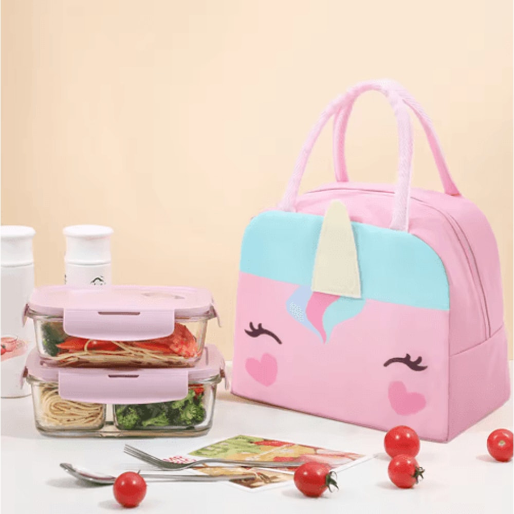 3D Cartoon Bento Lunch Bag Insulated Canvas Handbag With Ice Pack Space 9