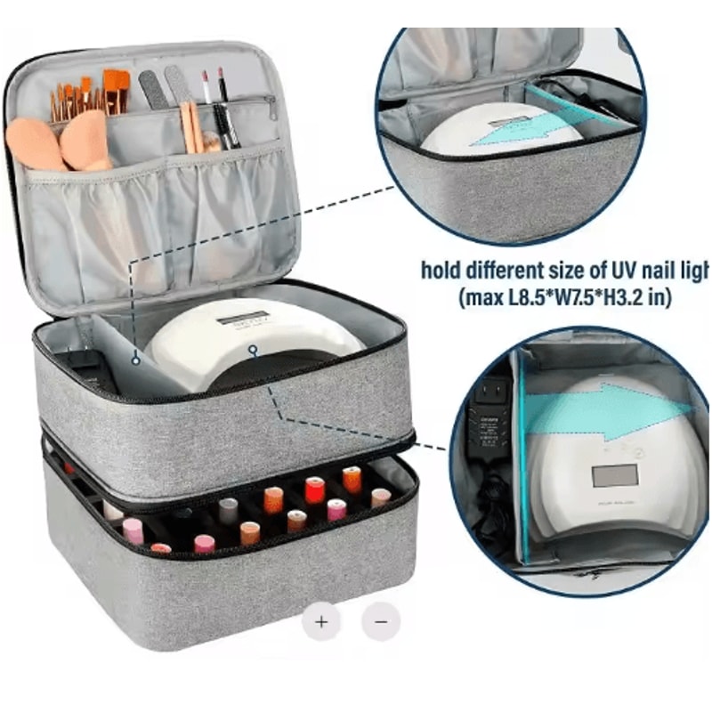 DoubleLayer Nail Polish Storage Bag 30Compartment Portable Nail Care Organizer 3