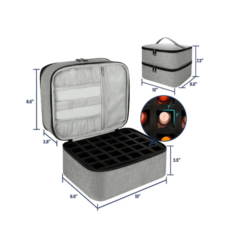 DoubleLayer Nail Polish Storage Bag 30Compartment Portable Nail Care Organizer 4