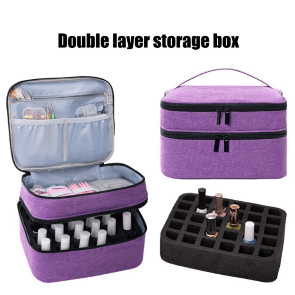 DoubleLayer Nail Polish Storage Bag 30Compartment Portable Nail Care Organizer 5
