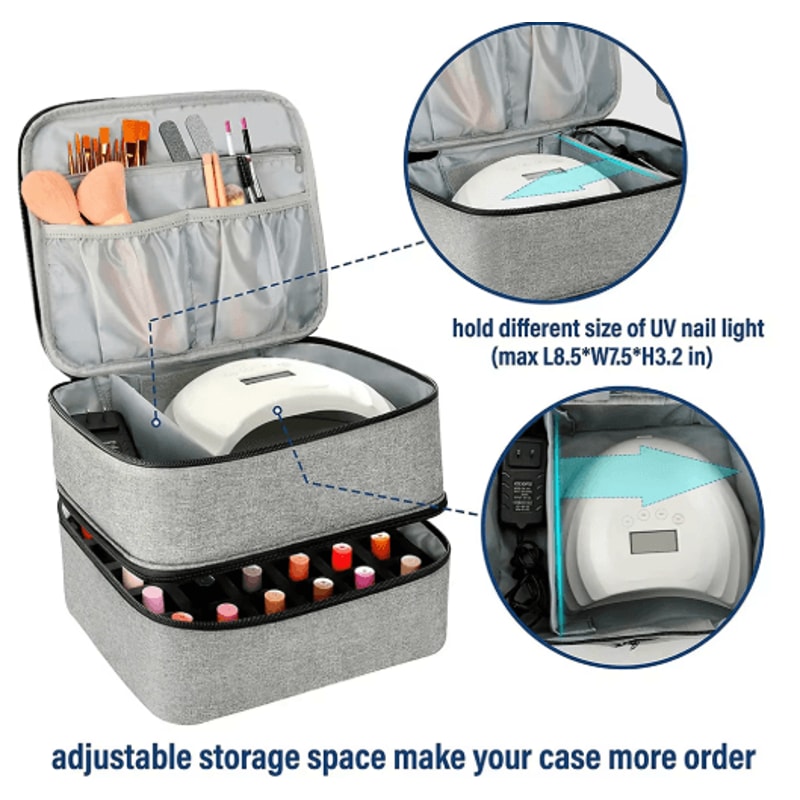 DoubleLayer Nail Polish Storage Bag 30Compartment Portable Nail Care Organizer 6