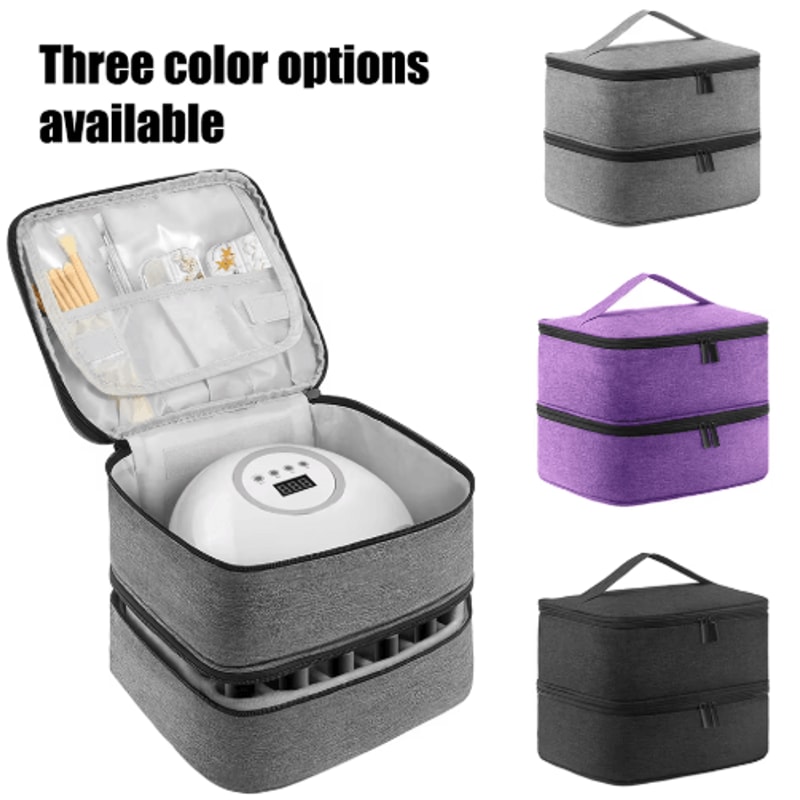 DoubleLayer Nail Polish Storage Bag 30Compartment Portable Nail Care Organizer 0