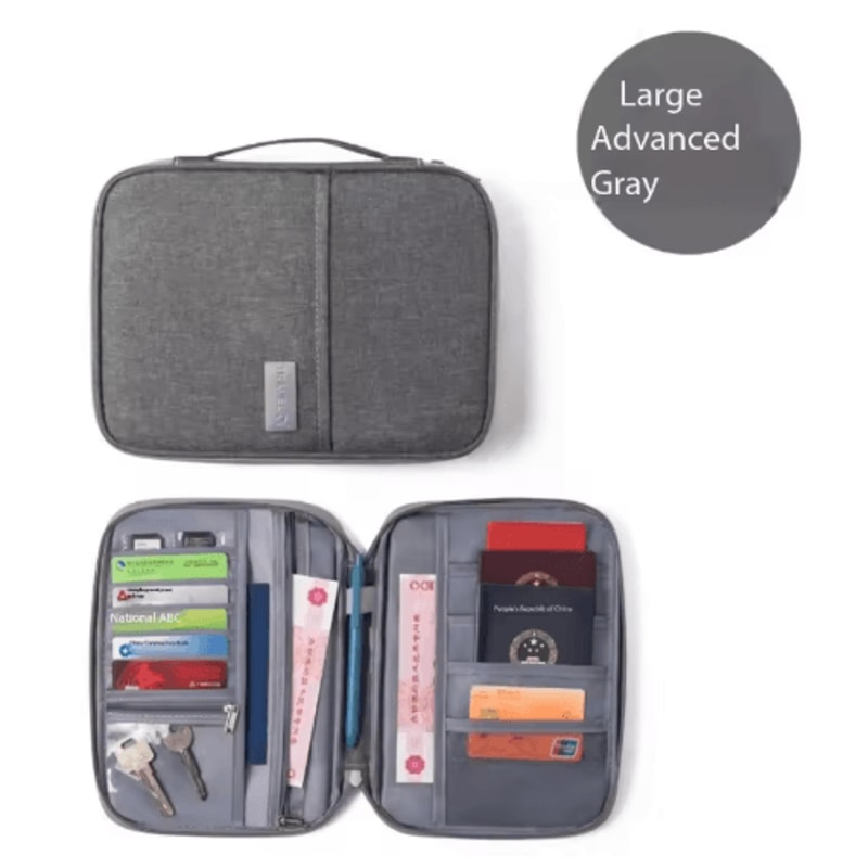Travel Document Organizer Waterproof RFID Passport Holder With Zipper Pocket 1