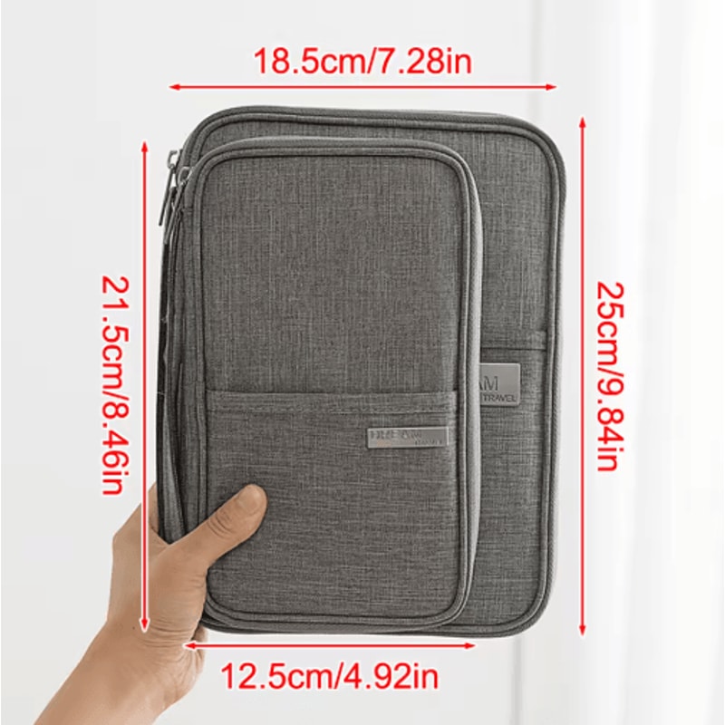 Travel Document Organizer Waterproof RFID Passport Holder With Zipper Pocket 3