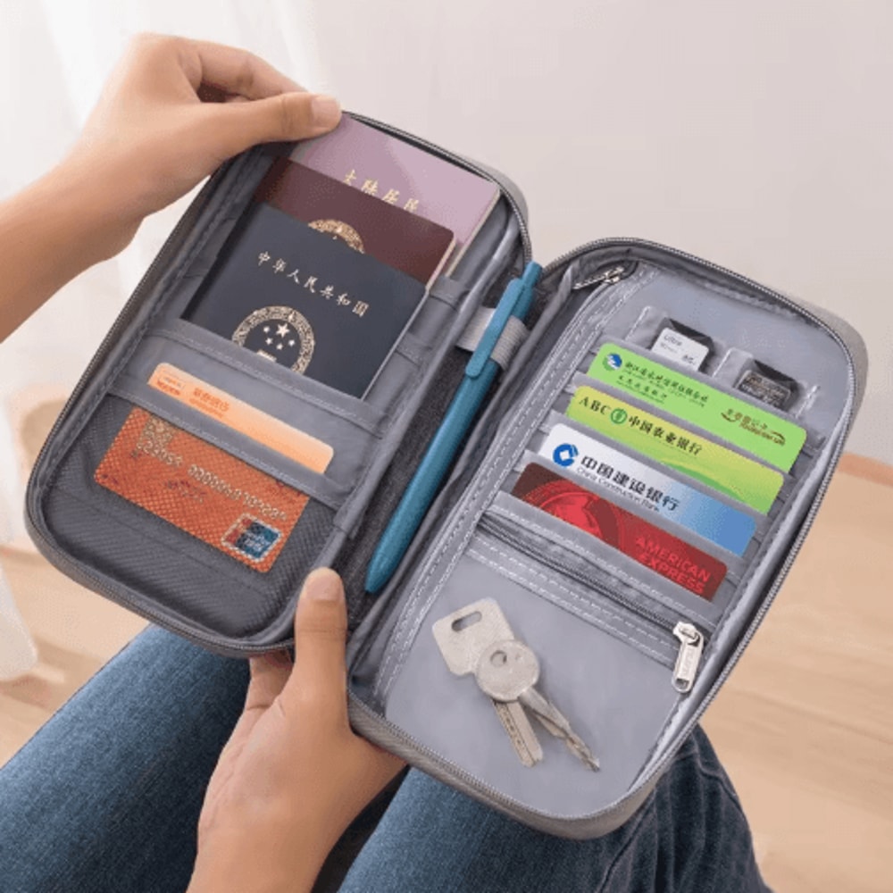 Travel Document Organizer Waterproof RFID Passport Holder With Zipper Pocket 5