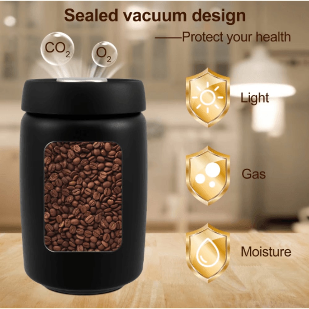 1200ml Coffee Vacuum Canister 304 Stainless Steel FreshKeeping Storage Jug 5