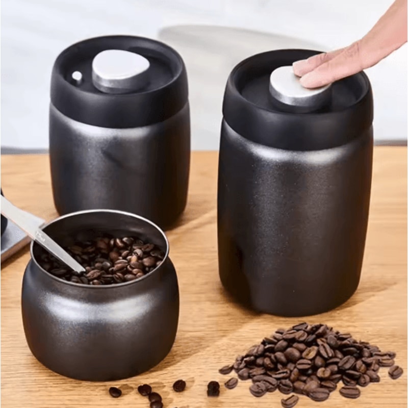 1200ml Coffee Vacuum Canister 304 Stainless Steel FreshKeeping Storage Jug 0