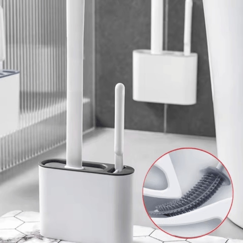 NoDeadCorner Toilet Brush WallMounted Toilet Cleaning Set 6