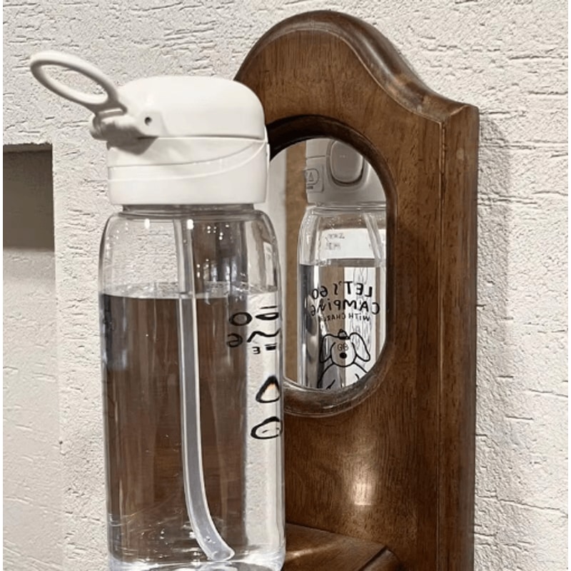 Cartoon LargeCapacity Plastic Water Bottle With Straw DropResistant Portable Cup 3