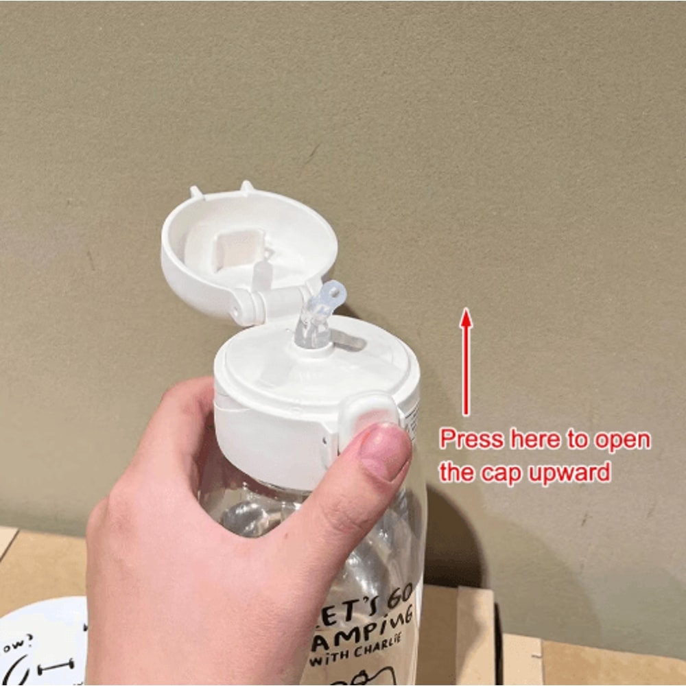 Cartoon LargeCapacity Plastic Water Bottle With Straw DropResistant Portable Cup 4