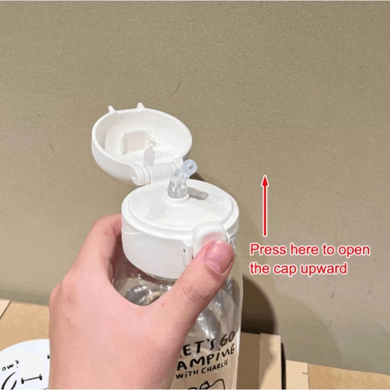 Cartoon LargeCapacity Plastic Water Bottle With Straw DropResistant Portable Cup 4