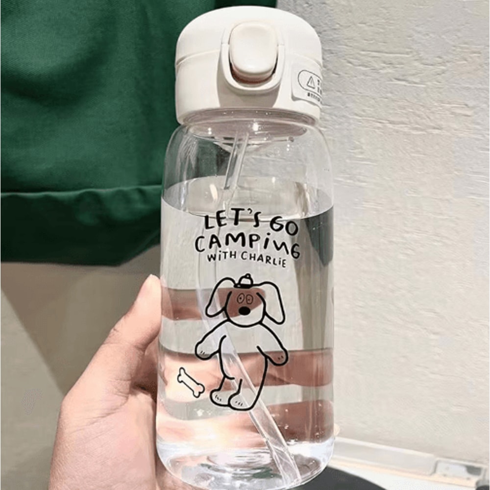 Cartoon LargeCapacity Plastic Water Bottle With Straw DropResistant Portable Cup 5