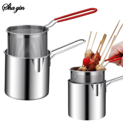 stainless steel deep fryer pot with basket compact multi-purpose frying cooker