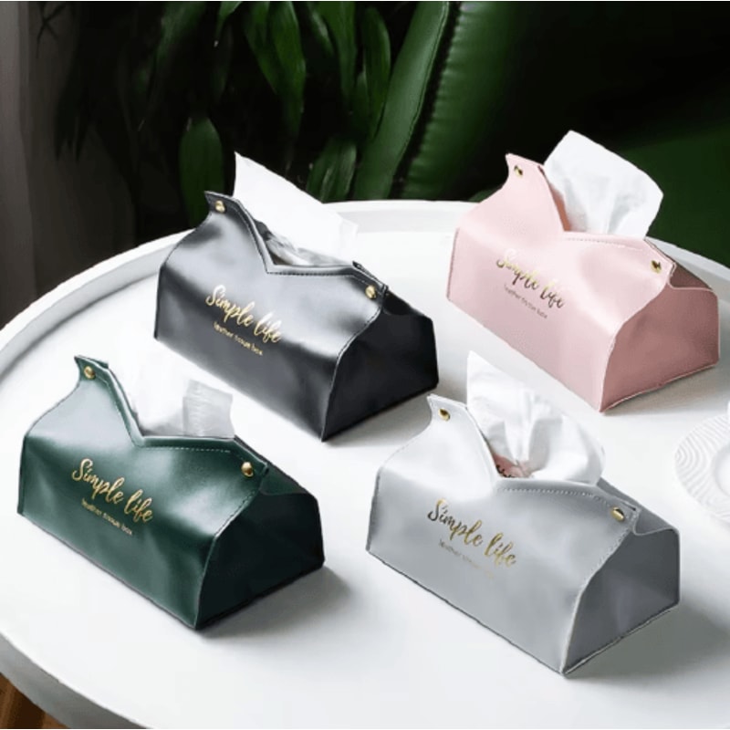Leather Tissue Box Cover Large Capacity Napkin Holder For Car And Home 0