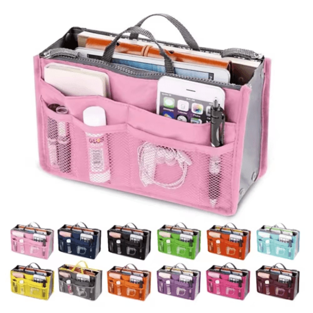 Womens Nylon Cosmetic Organizer Insert Foldable Large Capacity Handbag Liner 0