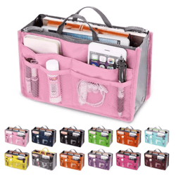 womens nylon cosmetic organizer insert foldable large capacity handbag liner