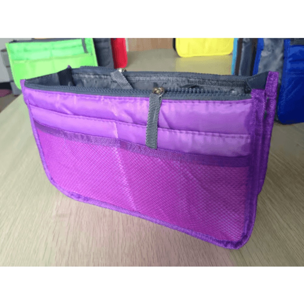 Womens Nylon Cosmetic Organizer Insert Foldable Large Capacity Handbag Liner 2