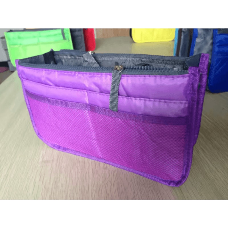 Womens Nylon Cosmetic Organizer Insert Foldable Large Capacity Handbag Liner 2