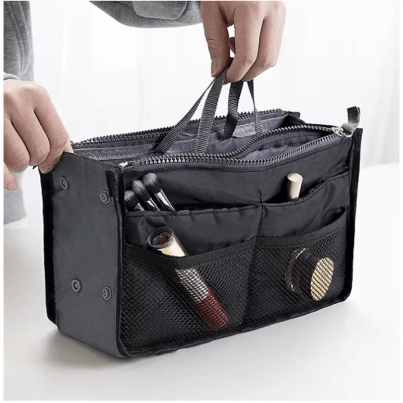 Womens Nylon Cosmetic Organizer Insert Foldable Large Capacity Handbag Liner 3