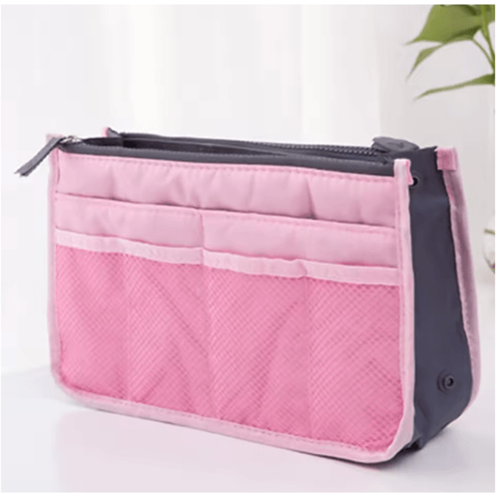 Womens Nylon Cosmetic Organizer Insert Foldable Large Capacity Handbag Liner 4