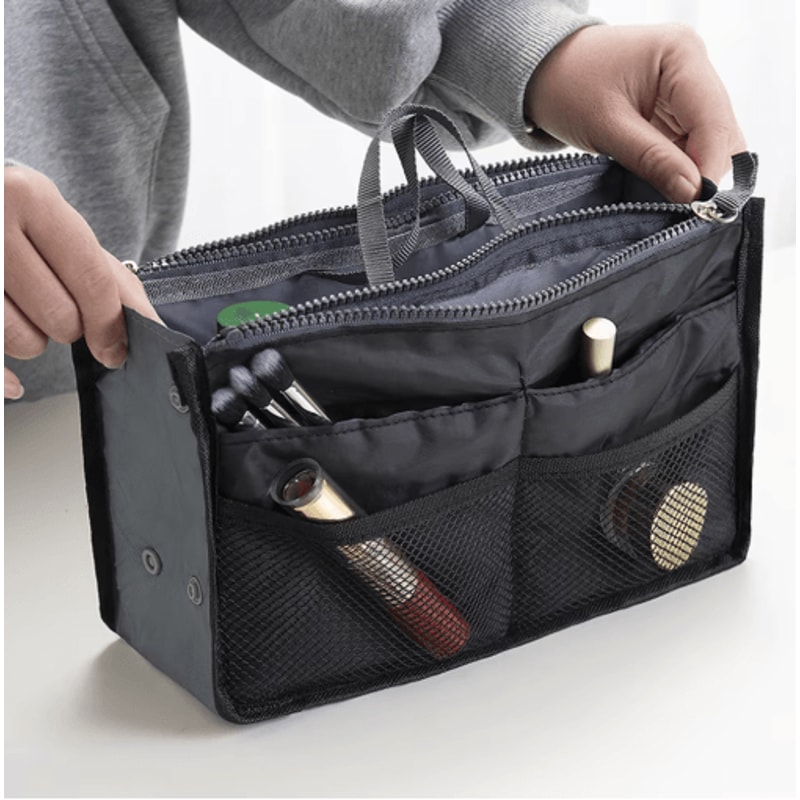 Womens Nylon Cosmetic Organizer Insert Foldable Large Capacity Handbag Liner 8