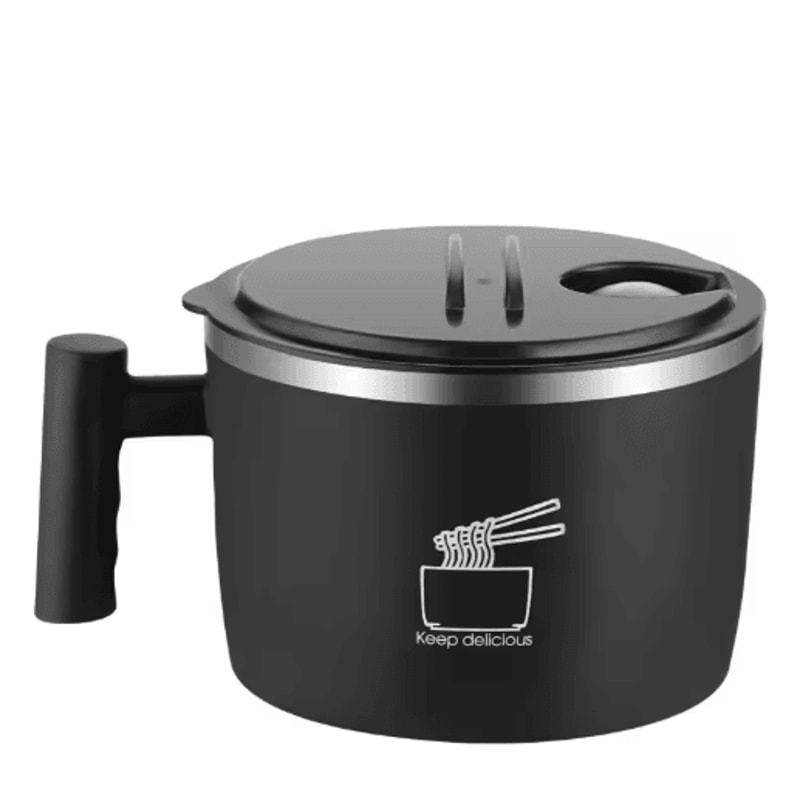 Stainless Steel Instant Noodle Bowl With Lid Sealed Portable Drain Bowl 2
