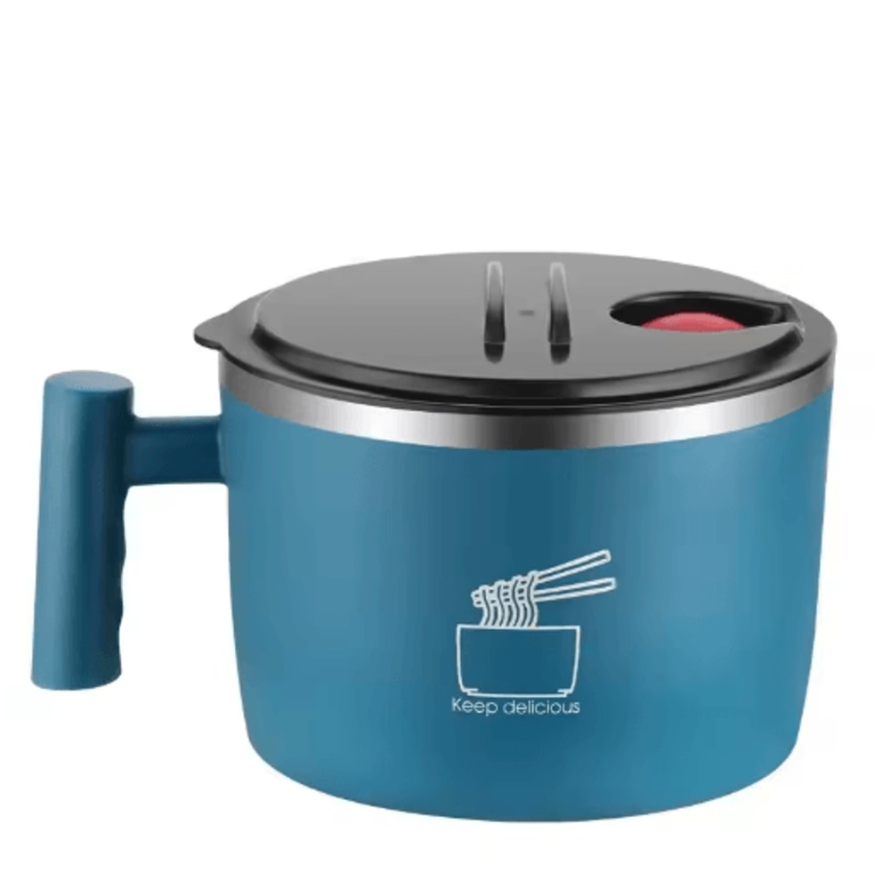 Stainless Steel Instant Noodle Bowl With Lid Sealed Portable Drain Bowl 3