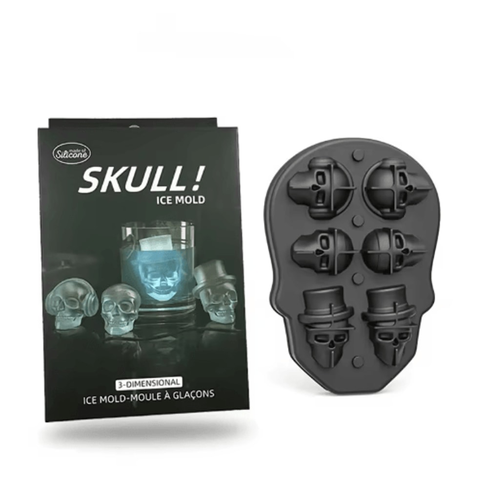3D Skull Ice Cube Tray 10Cavity Silicone Skull Mold With Funnel For Whiskey Baking 1