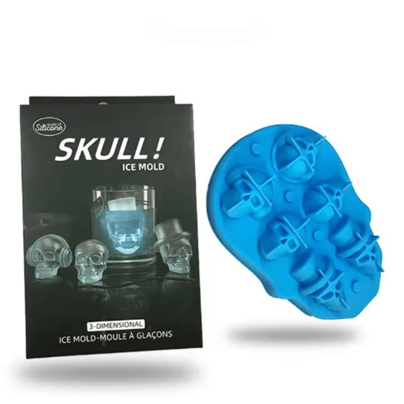 3D Skull Ice Cube Tray 10Cavity Silicone Skull Mold With Funnel For Whiskey Baking 2