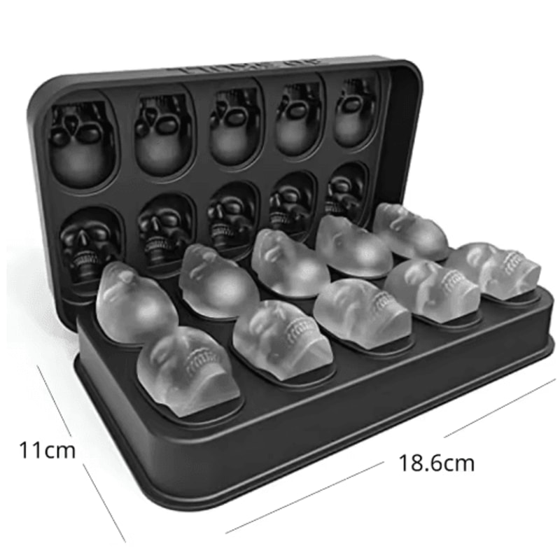3D Skull Ice Cube Tray 10Cavity Silicone Skull Mold With Funnel For Whiskey Baking 4